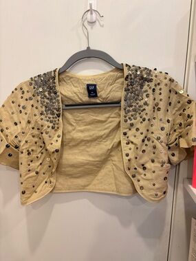 GAP Beige Sequin Cropped Bolero Jacket